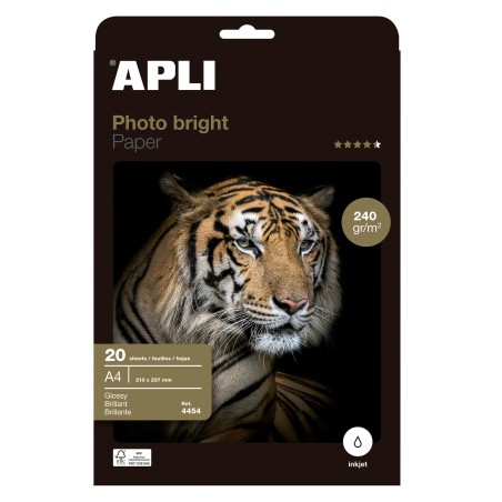 ✅ Apli Papier Photo Photobright A4 240g 20 Feuilles couleur Blanc en stock
