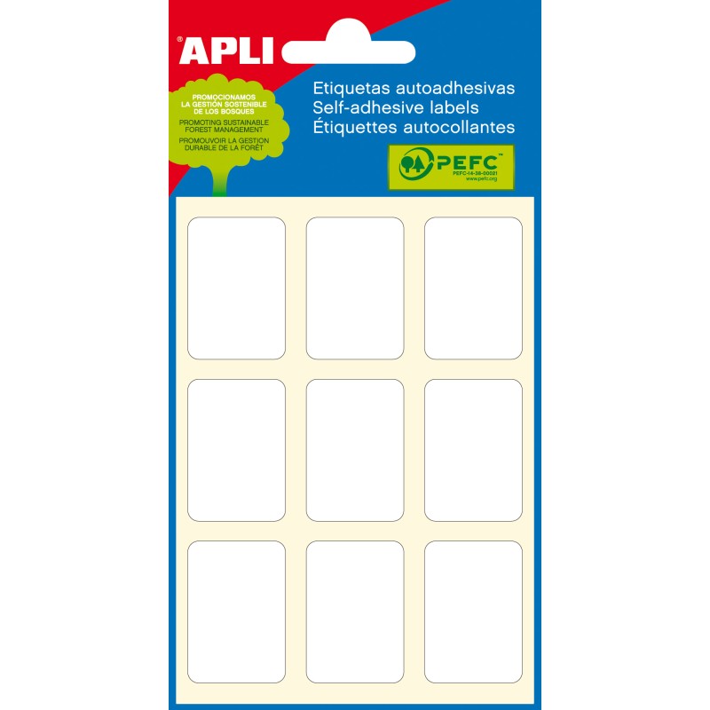 Étiquettes Minibag Apli Blanc 22.0 x 32.0mm 6 Feuilles