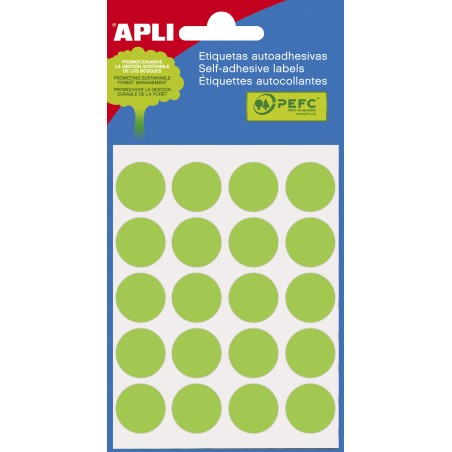 ✅ Etiquettes Minibag Apli Vert Ø 19.0mm 5 Feuilles couleur vert en stock