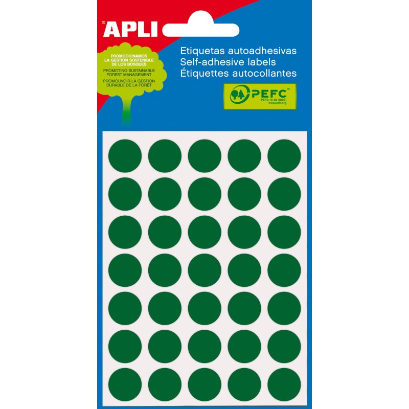 Etiquettes Minibag Apli Vert Ø 13.0mm 5 Feuilles