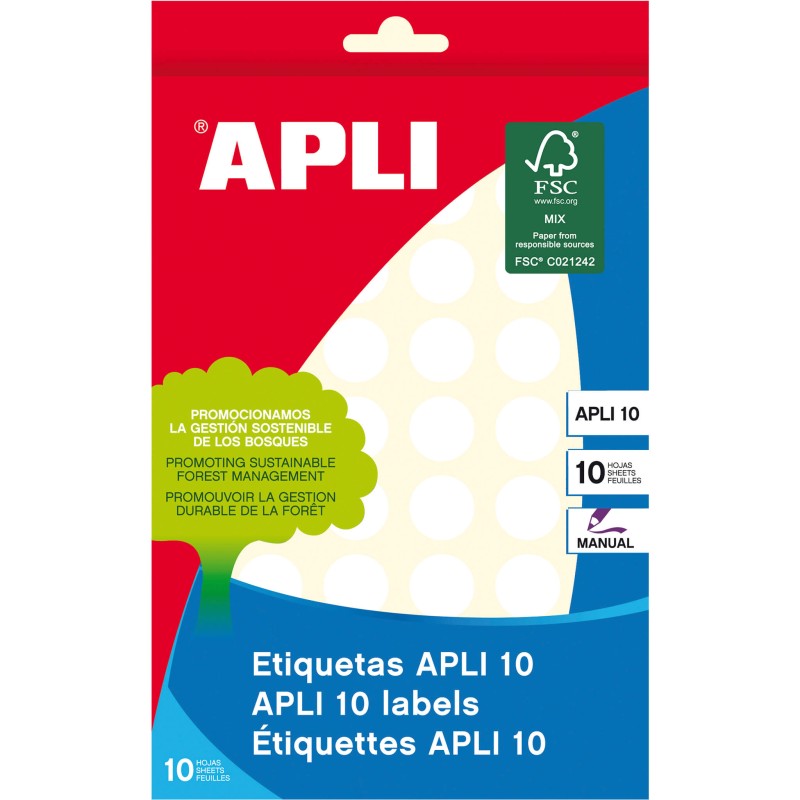 Apli Labels 10 Blanc Ø 16.0mm 10 Feuilles