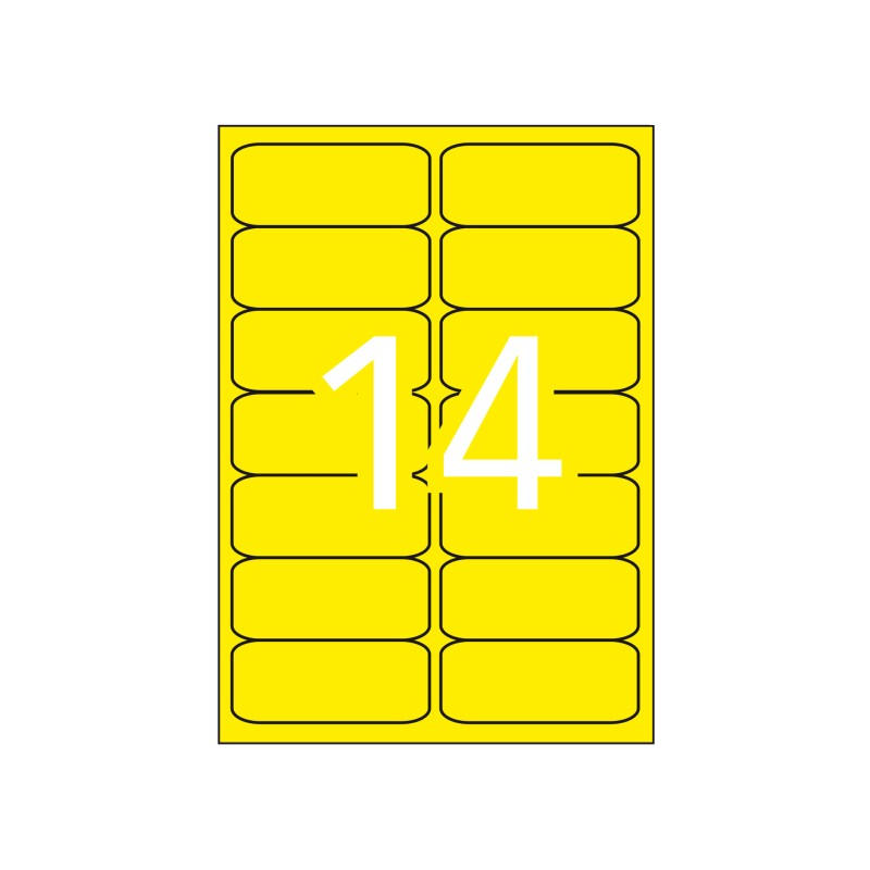 Apli Étiquettes permanentes jaunes fluorescentes 99,1 x 38,1 mm 20 feuilles