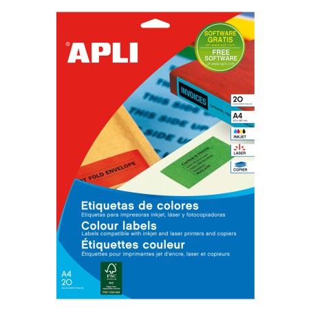 Apli Étiquettes permanentes jaunes 99,1 x 38,1 mm 20 feuilles