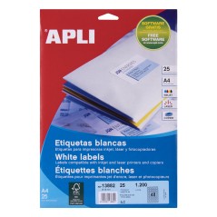 Etiquettes Blanches Apli Permanentes Ø 30.0mm 25 Feuilles