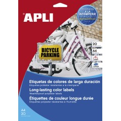 Apli Étiquettes jaunes résistantes aux intempéries 210,0 x 297,0 mm 20 feuilles