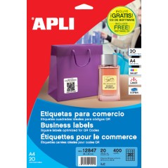 Apli étiquettes blanches permanentes 45,0 x 45,0 mm 20 feuilles