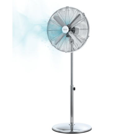 Ventilateur sur pied rétro argent