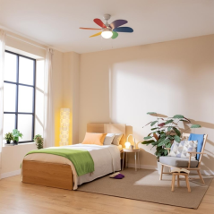 ventilateur plafond 6 pales multicolore