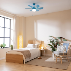 ventilateur plafond bleu six pales