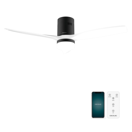 ventilateur plafond noir blanc connecté
