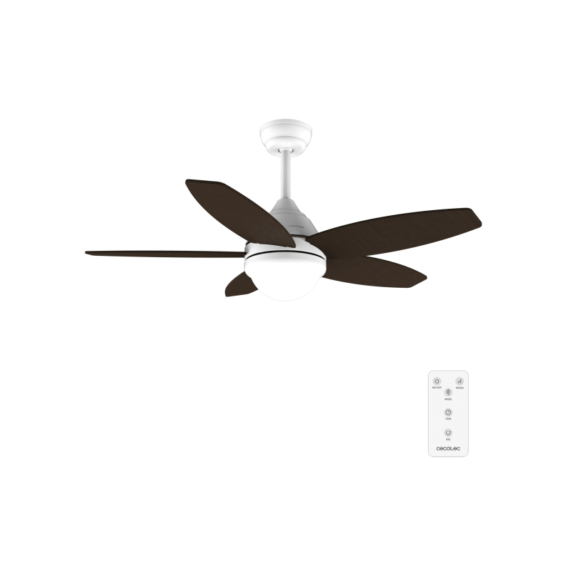 Ventilateur de plafond Cecotec EnergySilence 107 cm, blanc/bois foncé