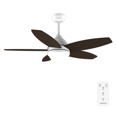 ventilateur plafond blanc bois foncé