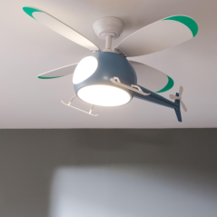 ventilateur plafond bleu chambre enfant