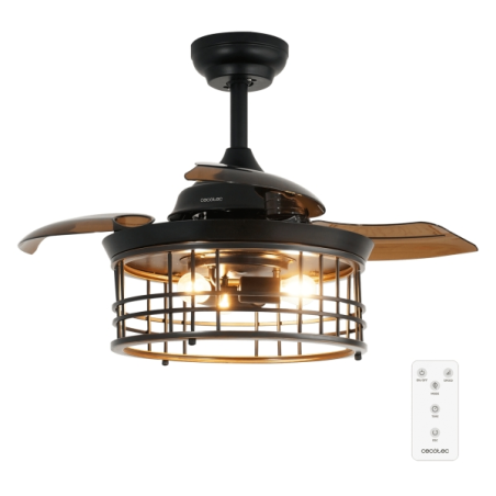 ventilateur plafond noir pales rétractables