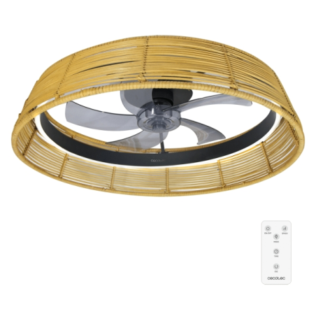 ventilateur plafond bois clair Cecotec