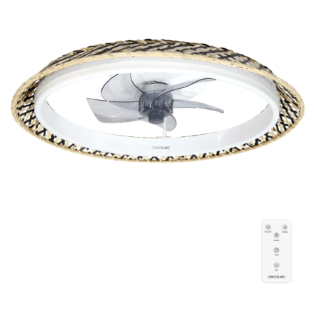 Ventilateur plafond bois clair cinq pales