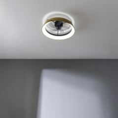 ventilateur plafond bois clair LED
