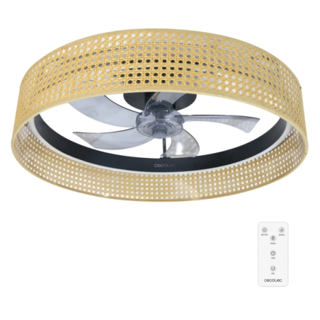 ventilateur plafond bois clair Cecotec