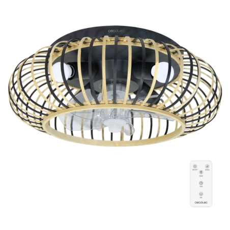 ventilateur de plafond en bois noir Cecotec