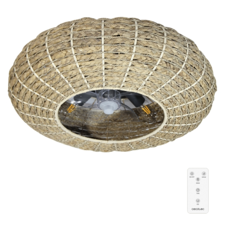 ventilateur plafond bois clair Cecotec