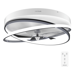 ventilateur de plafond noir et blanc à LED