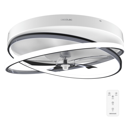 ventilateur de plafond noir et blanc à LED