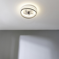 ventilateur de plafond noir et blanc à LED