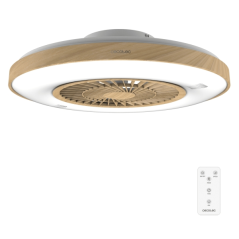 ventilateur plafond bois clair LED