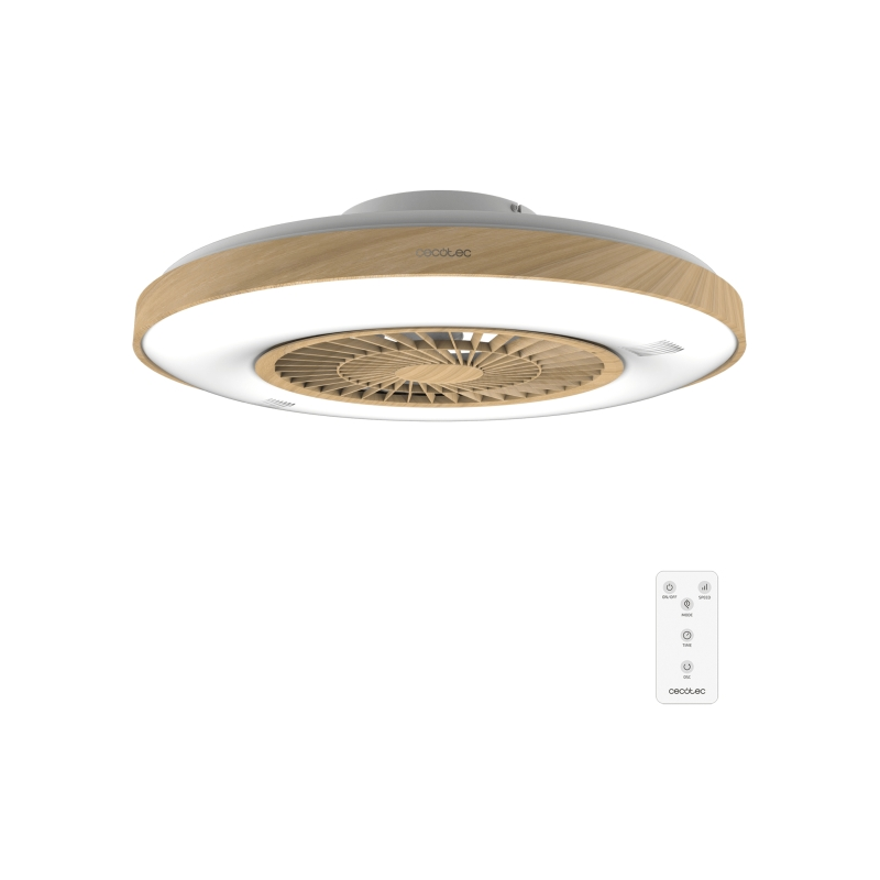 Ventilateur de plafond Cecotec EnergySilence 61 cm, bois clair, LED