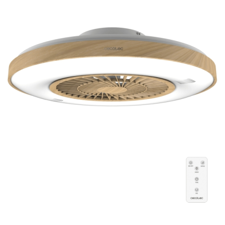 ventilateur plafond bois clair LED