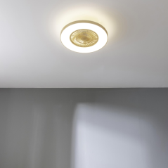ventilateur plafond bois clair LED