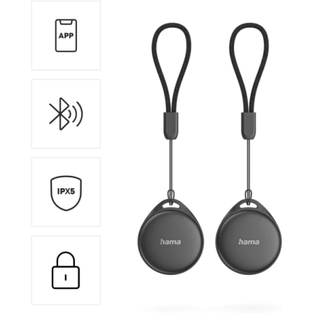 Hama Localisateurs de clés Bluetooth, lot de 2, noir