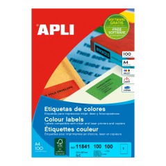Apli Permanent Green Labels 210,0 x 297,0 mm 100 Feuilles