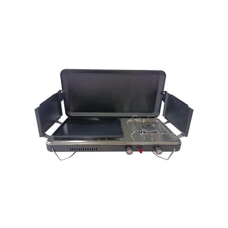 Cuisinière à gaz Muvip MV0666 plancha double brûleur noir Cuisinière à gaz Muvip MV0666 plancha double brûleur noir