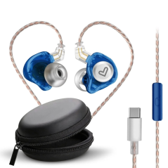 Écouteurs intra auriculaires bleus USB C