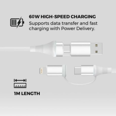 Câble USB-C blanc 4 en 1