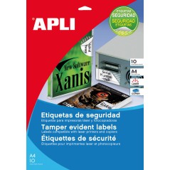 Étiquettes de sécurité Apli blanches 45,7 x 21,2 mm 10 feuilles