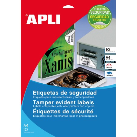 Étiquettes de sécurité Apli blanches 45,7 x 21,2 mm 10 feuilles