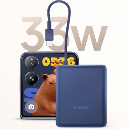 Batterie externe Xiaomi 10000 mAh 33W bleu câble intégré