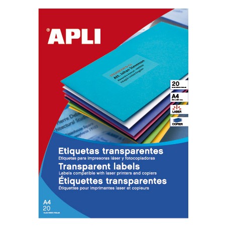 Apli Étiquettes translucides résistantes aux intempéries 99,1 x 38,1 mm 20 feuilles