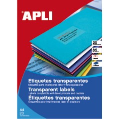 Apli Étiquettes translucides résistantes aux intempéries 63,5 x 38,1 mm 20 feuilles