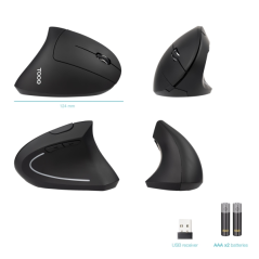 Souris ergonomique sans fil Tooq 3200 dpi noire