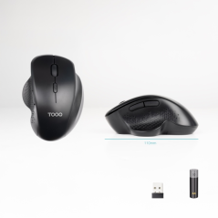 Souris sans fil ergonomique Tooq TQMWG-1105-B noire 1600 dpi