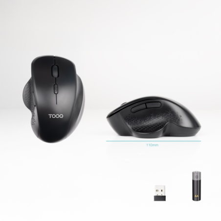 Souris sans fil ergonomique Tooq TQMWG-1105-B noire 1600 dpi