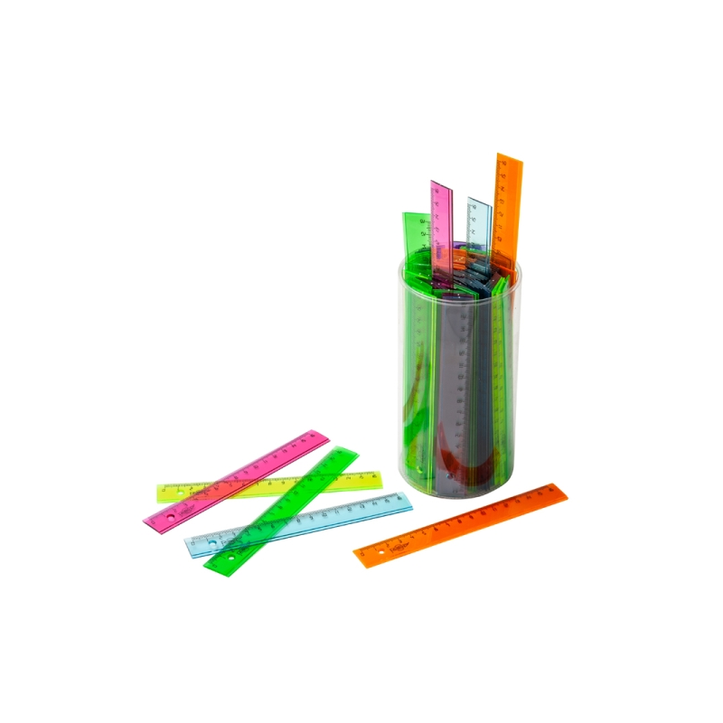 Faibo lot de 100 règles scolaires 16 cm assorties