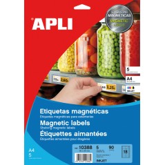 Étiquettes magnétiques blanches Apli 80,0 x 28,0 mm 5 feuilles