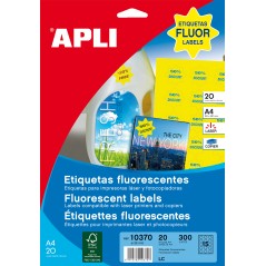 Apli Etiquettes Jaunes Fluorescentes Permanentes Etoile Ø 35mm 20 Feuilles