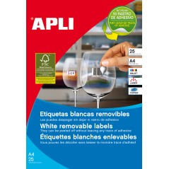 Apli Étiquettes Blanches Amovibles 35,6 x 16,9 mm 25 Feuilles
