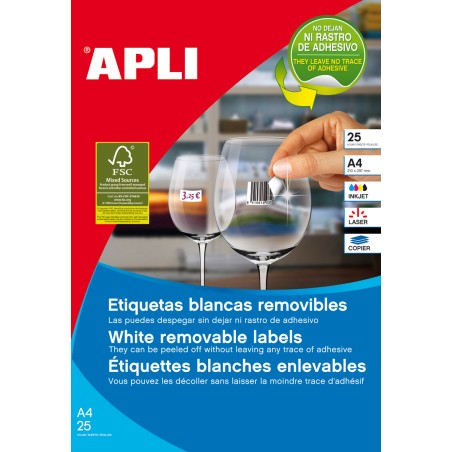 Apli Étiquettes Blanches Amovibles 35,6 x 16,9 mm 25 Feuilles