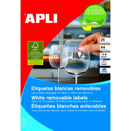 Apli Étiquettes Blanches Amovibles 17,8 x 10,0 mm 25 Feuilles